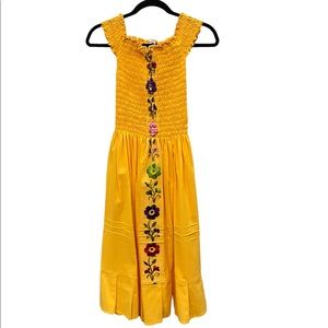 100% Cotton Super Cute Sprint Summer Mexican Embroidery Peasant Dress One Size